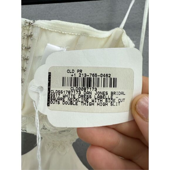 NWT Dan Jones $3,190 Retail Silk Crepe High Slit Strapless Ivory Wedding Dress S - Picture 6 of 15
